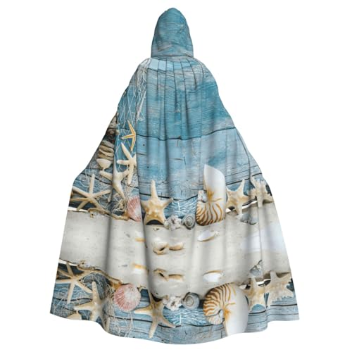 ASFgda Mittelalterlicher Umhang mit Kapuze, Seestern-Muster, Renaissance-Umhang, Unisex, mit Kapuze, Halloween, Weihnachten, Kostüme, Party-Umhang von ASFgda