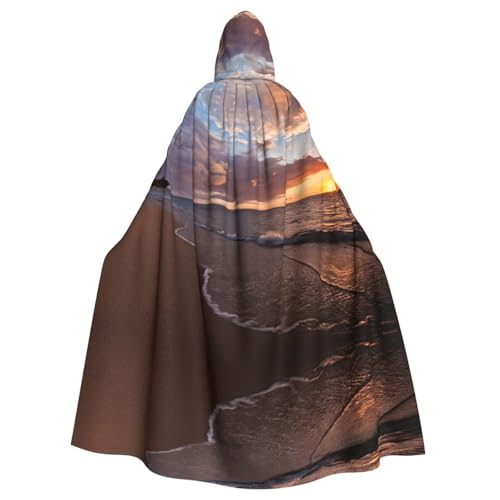 ASFgda Mittelalterlicher Umhang mit Kapuze, Sonnenuntergang, Renaissance-Umhang, Unisex, mit Kapuze, Halloween, Weihnachten, Kostüme, Party-Umhang von ASFgda