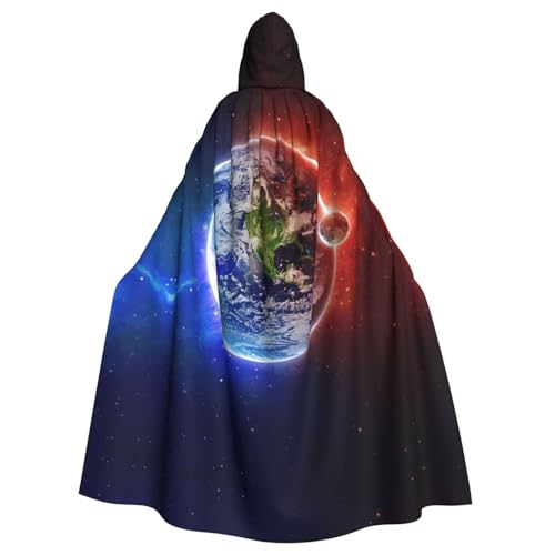 ASFgda Mittelalterlicher Umhang mit Kapuze, Weltraumplanet, Erddruck, Renaissance-Umhang, Unisex, mit Kapuze, Halloween, Weihnachten, Kostüme, Party-Umhang von ASFgda