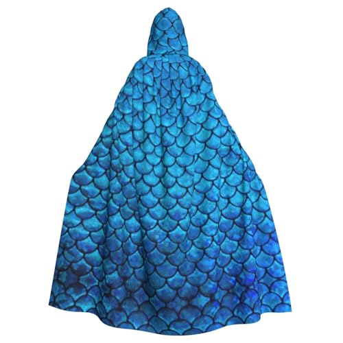 ASFgda Mittelalterlicher Umhang mit Kapuze, blauer Fischschuppen-Druck, Renaissance-Umhang, Unisex, mit Kapuze, Halloween, Weihnachten, Kostüme, Party-Umhang ASFgda Mittelalterlicher Umhang mit Kapuze, blauer Fischschuppen-Druck, Renaissance-Umhang, Unisex, mit Kapuze, Halloween, Weihnachten, Kostüme, Party-Umhang von ASFgda