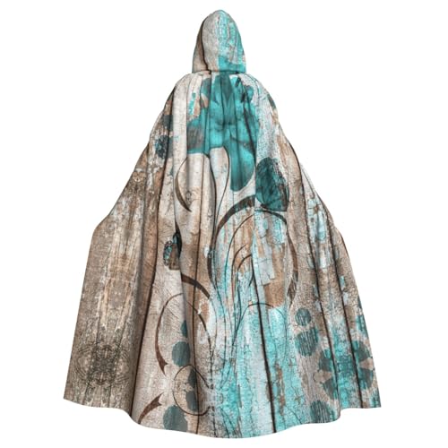 ASFgda Mittelalterlicher Umhang mit Kapuze, blaugrüne Blume auf Holzplanken-Druck, Renaissance-Umhang, Unisex, mit Kapuze, Halloween, Weihnachten, Kostüme, Party-Umhang ASFgda Mittelalterlicher Umhang mit Kapuze, blaugrüne Blume auf Holzplanken-Druck, Renaissance-Umhang, Unisex, mit Kapuze, Halloween, Weihnachten, Kostüme, Party-Umhang von ASFgda