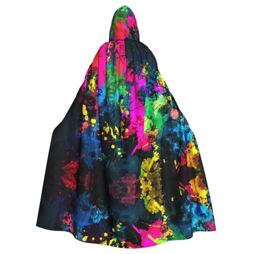 ASFgda Mittelalterlicher Umhang mit Kapuze, bunt, abstrakter Maldruck, Renaissance-Umhang, Unisex, mit Kapuze, Halloween, Weihnachten, Kostüme, Party-Umhang von ASFgda