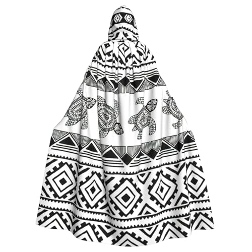 ASFgda Mittelalterlicher Umhang mit Kapuze, ethnischer Schildkröte, gestreifter Druck, Renaissance-Umhang, Unisex, mit Kapuze, Halloween, Weihnachten, Kostüme, Party-Umhang von ASFgda