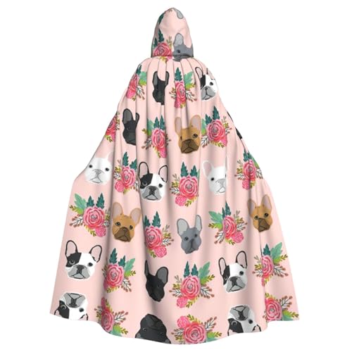 ASFgda Mittelalterlicher Umhang mit Kapuze, französische Bulldogge und Blumen, Renaissance-Umhang, Unisex, mit Kapuze, Halloween, Weihnachten, Kostüme, Party-Umhang ASFgda Mittelalterlicher Umhang mit Kapuze, französische Bulldogge und Blumen, Renaissance-Umhang, Unisex, mit Kapuze, Halloween, Weihnachten, Kostüme, Party-Umhang von ASFgda