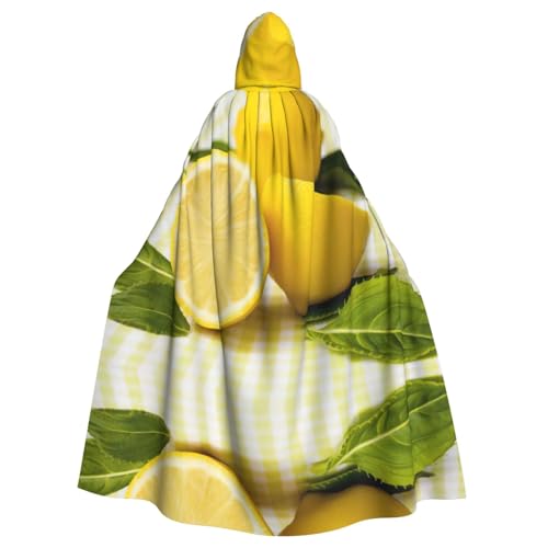 ASFgda Mittelalterlicher Umhang mit Kapuze, gelber Zitronenprint, Renaissance-Umhang, Unisex, mit Kapuze, Halloween, Weihnachten, Kostüme, Party-Umhang von ASFgda