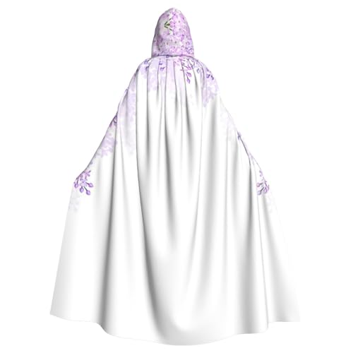 ASFgda Mittelalterlicher Umhang mit Kapuze, gerahmt, lila Blumen in Blüten, Renaissance-Umhang, Unisex, mit Kapuze, Halloween, Weihnachten, Kostüme, Party-Umhang von ASFgda