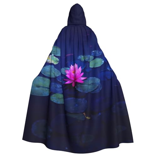 ASFgda Mittelalterlicher Umhang mit Kapuze, hellrosa Lotusdruck, Renaissance-Umhang, Unisex, mit Kapuze, Halloween, Weihnachten, Kostüme, Party-Umhang von ASFgda
