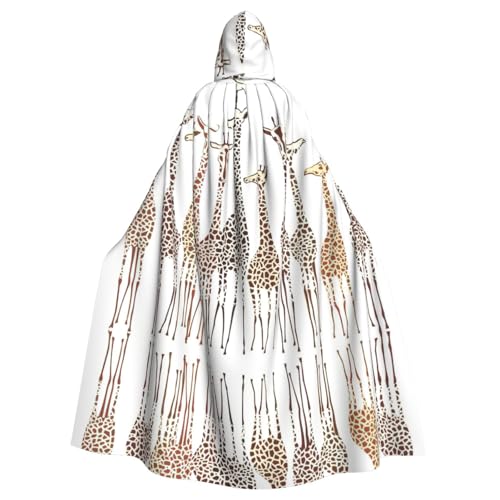 ASFgda Mittelalterlicher Umhang mit Kapuze, niedlicher Cartoon-Giraffen-Druck, Renaissance-Umhang, Unisex, mit Kapuze, Halloween, Weihnachten, Kostüme, Party-Umhang von ASFgda