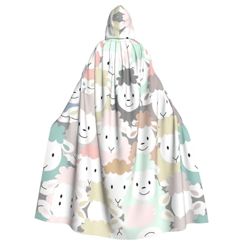 ASFgda Mittelalterlicher Umhang mit Kapuze, niedliches buntes Schaf, Cartoon-Muster, Renaissance-Umhang, Unisex, mit Kapuze, Halloween, Weihnachten, Kostüme, Party-Umhang ASFgda Mittelalterlicher Umhang mit Kapuze, niedliches buntes Schaf, Cartoon-Muster, Renaissance-Umhang, Unisex, mit Kapuze, Halloween, Weihnachten, Kostüme, Party-Umhang von ASFgda