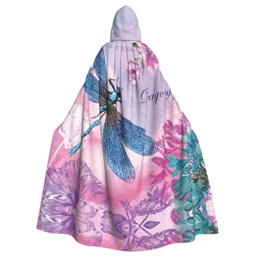 ASFgda Mittelalterlicher Umhang mit Kapuze, rosa Blume und blauer Libellen-Druck, Renaissance-Umhang, Unisex, mit Kapuze, Halloween, Weihnachten, Kostüme, Party-Umhang ASFgda Mittelalterlicher Umhang mit Kapuze, rosa Blume und blauer Libellen-Druck, Renaissance-Umhang, Unisex, mit Kapuze, Halloween, Weihnachten, Kostüme, Party-Umhang von ASFgda