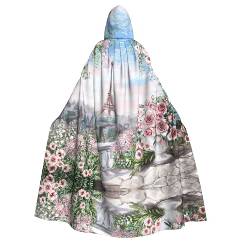 ASFgda Mittelalterlicher Umhang mit Kapuze, schöner Eiffelturm, Paris-Druck, Renaissance-Umhang, Unisex, mit Kapuze, Halloween, Weihnachten, Kostüme, Party-Umhang von ASFgda