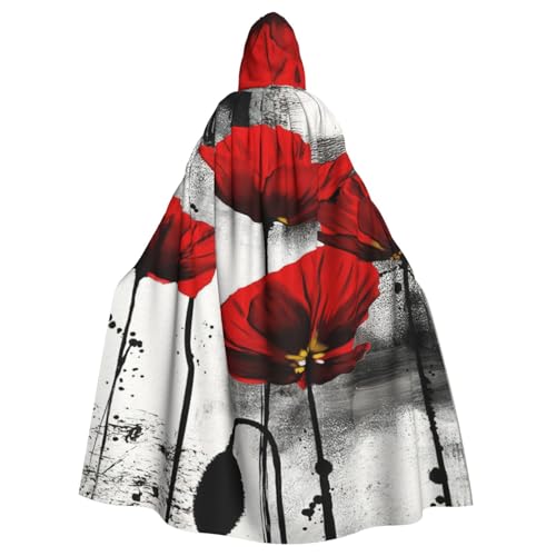 ASFgda Mittelalterlicher Umhang mit Kapuze, schöner Mohnblumen-Umhang, Renaissance-Umhang, Unisex, mit Kapuze, Halloween, Weihnachten, Kostüme, Party-Umhang von ASFgda
