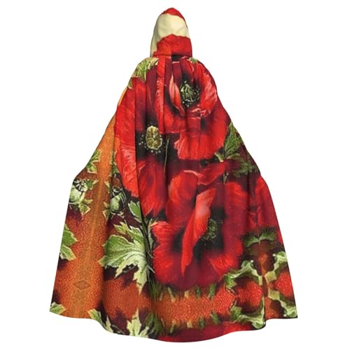 ASFgda Mittelalterlicher Umhang mit Kapuze, schöner roter Mohnblumen-Druck, Renaissance-Umhang, Unisex, mit Kapuze, Halloween, Weihnachten, Kostüme, Party-Umhang ASFgda Mittelalterlicher Umhang mit Kapuze, schöner roter Mohnblumen-Druck, Renaissance-Umhang, Unisex, mit Kapuze, Halloween, Weihnachten, Kostüme, Party-Umhang von ASFgda