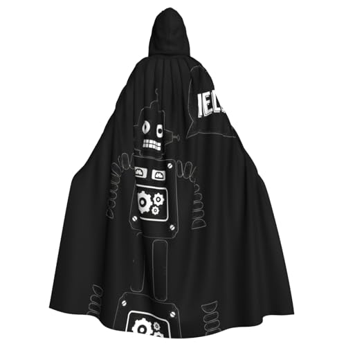 ASFgda Mittelalterlicher Umhang mit Kapuze, schwarzer Roboterdruck, Renaissance-Umhang, Unisex, mit Kapuze, Halloween, Weihnachten, Kostüme, Party-Umhang von ASFgda