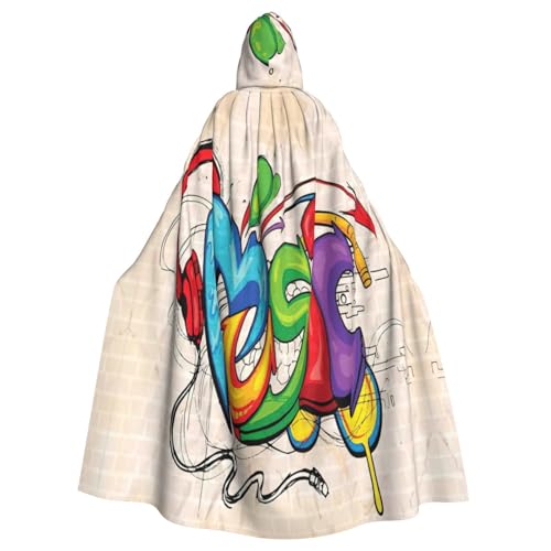 ASFgda Mittelalterlicher Umhang mit Kapuze im Graffiti-Stil, Renaissance-Umhang, Unisex, mit Kapuze, Halloween, Weihnachten, Kostüme, Party-Umhang von ASFgda