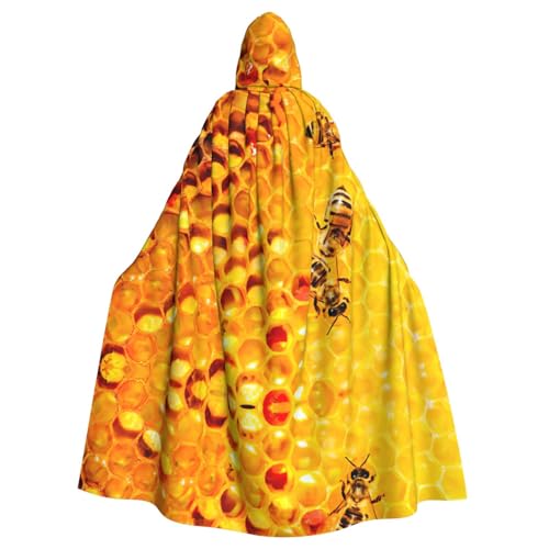 ASFgda Mittelalterlicher Umhang mit Kapuze und Bienen auf Wabenmuster, Renaissance-Umhang, Unisex, mit Kapuze, Halloween, Weihnachten, Kostüme, Party-Umhang ASFgda Mittelalterlicher Umhang mit Kapuze und Bienen auf Wabenmuster, Renaissance-Umhang, Unisex, mit Kapuze, Halloween, Weihnachten, Kostüme, Party-Umhang von ASFgda