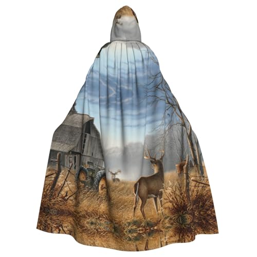 ASFgda Mittelalterlicher Umhang mit Kapuze und Hirsch-Motiv, Renaissance-Umhang, Unisex, mit Kapuze, Halloween, Weihnachten, Kostüme, Party-Umhang von ASFgda