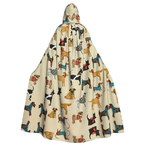 ASFgda Mittelalterlicher Umhang mit Kapuze und Hundemotiv, Renaissance-Umhang, Unisex, mit Kapuze, Halloween, Weihnachten, Kostüme, Party-Umhang von ASFgda