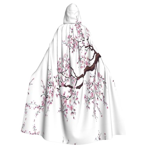 ASFgda Mittelalterlicher Umhang mit Kapuze und Kirschblüten, Baumdruck, Renaissance-Umhang, Unisex, mit Kapuze, Halloween, Weihnachten, Kostüme, Party-Umhang von ASFgda