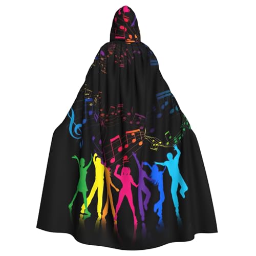 ASFgda Mittelalterlicher Umhang mit Kapuze und Musikdruck, Renaissance-Umhang, Unisex, mit Kapuze, Halloween, Weihnachten, Kostüme, Party-Umhang von ASFgda