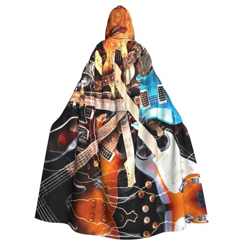 ASFgda Mittelalterlicher Umhang mit Kapuze und Musikgitarre, Renaissance-Umhang, Unisex, mit Kapuze, Halloween, Weihnachten, Kostüme, Party-Umhang von ASFgda