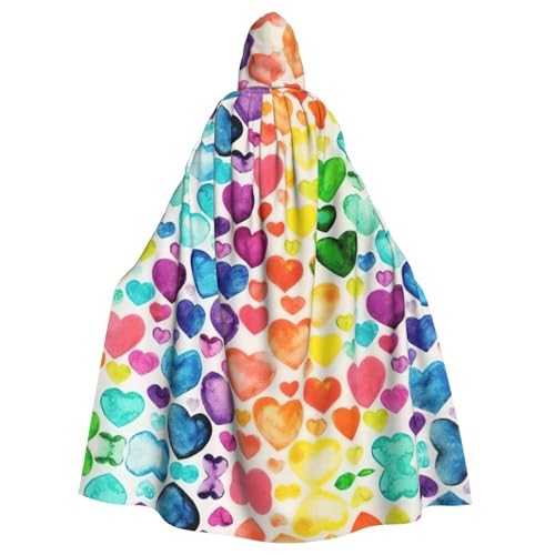 ASFgda Mittelalterlicher Umhang mit Kapuze und Regenbogenherzen, Renaissance-Umhang, Unisex, mit Kapuze, Halloween, Weihnachten, Kostüme, Party-Umhang ASFgda Mittelalterlicher Umhang mit Kapuze und Regenbogenherzen, Renaissance-Umhang, Unisex, mit Kapuze, Halloween, Weihnachten, Kostüme, Party-Umhang von ASFgda