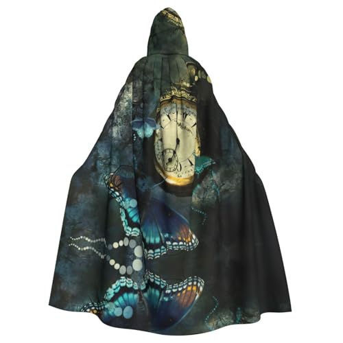 ASFgda Mittelalterlicher Umhang mit Kapuze und Schmetterlingsuhren, Renaissance-Umhang, Unisex, mit Kapuze, Halloween, Weihnachten, Kostüme, Party-Umhang von ASFgda