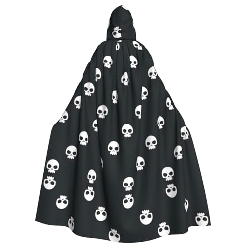 ASFgda Mittelalterlicher Umhang mit Kapuze und Totenkopf-Druck, Renaissance-Umhang, Unisex, mit Kapuze, Halloween, Weihnachten, Kostüme, Party-Umhang von ASFgda