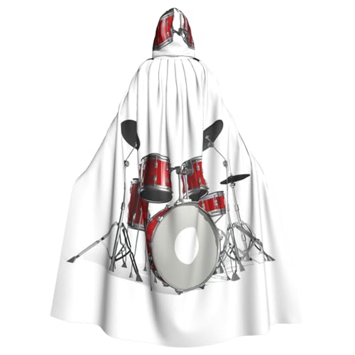ASFgda Mittelalterlicher Umhang mit Kapuze und coolem Schlagzeug-Set, Renaissance-Umhang, Unisex, mit Kapuze, Halloween, Weihnachten, Kostüme, Party-Umhang von ASFgda