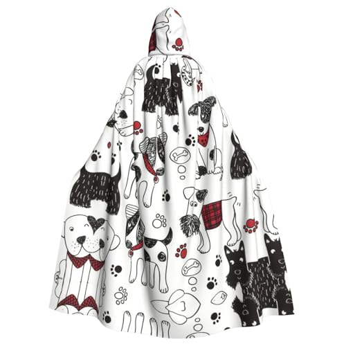 ASFgda Mittelalterlicher Umhang mit Kapuze und schönem Hundeaufdruck, Renaissance-Umhang, Unisex, mit Kapuze, Halloween, Weihnachten, Kostüme, Party-Umhang von ASFgda