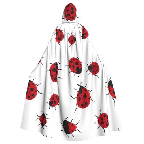 ASFgda Mittelalterlicher Umhang mit Marienkäfer-Druck, Renaissance-Umhang, Unisex, mit Kapuze, Halloween, Weihnachten, Kostüme, Party-Umhang von ASFgda