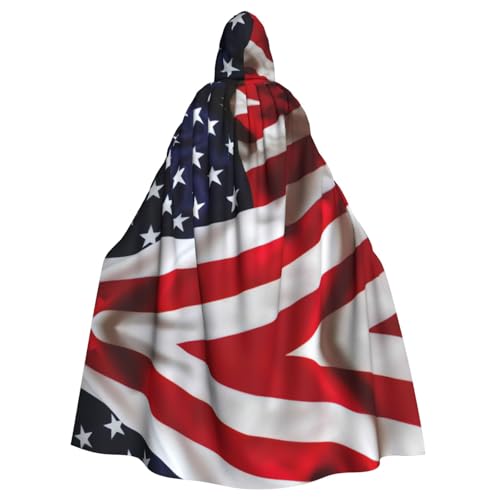 ASFgda Mittelalterlicher Umhang mit amerikanischer Flagge, Renaissance-Umhang, Unisex, mit Kapuze, Halloween, Weihnachten, Kostüme, Party-Umhang von ASFgda