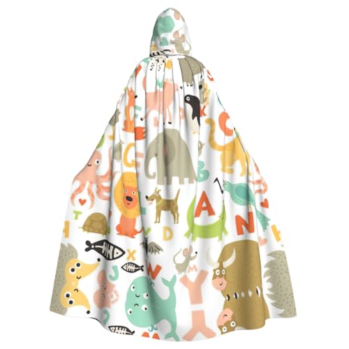 Mittelalterlicher Umhang mit Kapuze, Zoo, Alphabet, Tierdruck, Renaissance-Umhang, Unisex, mit Kapuze, Halloween, Weihnachten, Kostüme, Party-Umhang Mittelalterlicher Umhang mit Kapuze, Zoo, Alphabet, Tierdruck, Renaissance-Umhang, Unisex, mit Kapuze, Halloween, Weihnachten, Kostüme, Party-Umhang von ASFgda