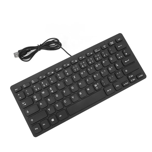 ASHATA Ultra Delgado Language Keyboard, 78 Silent Tiping -Tasten USB 2.0 Schwarze Sprach -Tastaturanschluss für die Verwendung des Büros für Zweisprachige Benutzer (Deutsches Qwetz -Layout) von ASHATA
