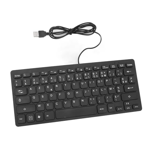 ASHATA Ultra Delgado Language Keyboard, 78 Silent Tiping -Tasten USB 2.0 Schwarze Sprach -Tastaturanschluss für die Verwendung des Büros für Zweisprachige Benutzer (Französisches asery Layout) von ASHATA