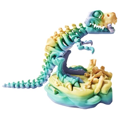 ASIEIT 3D-gedrucktes, einteiliges Skelett, Tyrannosaurus Rex, bewegliche Gelenke, lustiger Tyrannosaurus Rex, fossiler Drache, stehend, großes Maul, Dinosaurier-Modell, Ornament, kreative Sa von ASIEIT