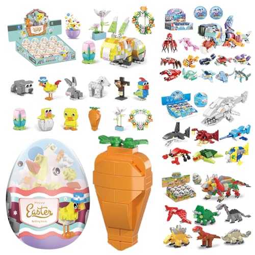 ASIEIT EINFACHSTE Ostereier-Bausteine, Spielset, Spielzeug, Geschenke für Mädchen und Jungen (Hai 12 in 1) von ASIEIT