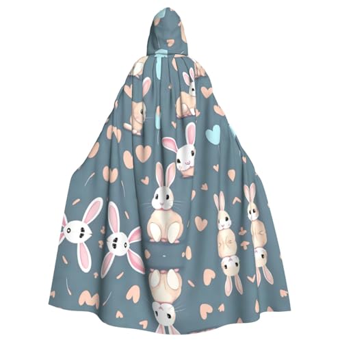 ASKhgg Kapuzenumhang für Unisex, Cartoon-Hasen-Druck, Halloween, Zauberer-Robe, für Party, Karneval, Weihnachten, Themenveranstaltungen von ASKhgg