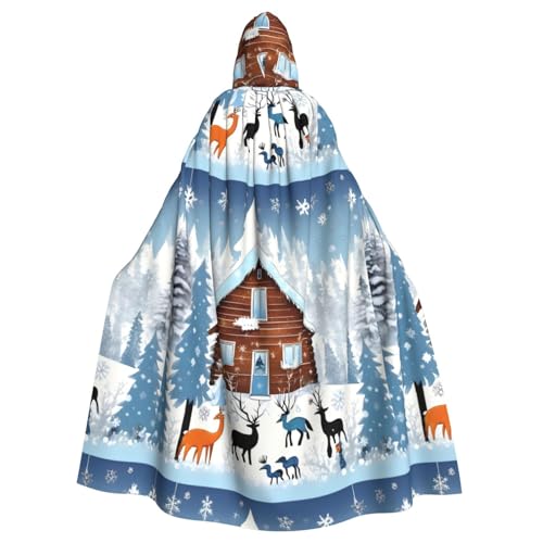 ASKhgg Kapuzenumhang für Unisex, Winter-Rehkitz-Druck, Halloween, Zauberer-Robe, für Party, Karneval, Weihnachten, Themenveranstaltungen von ASKhgg