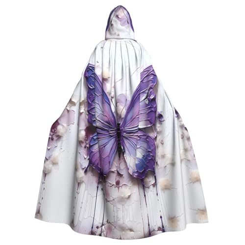 ASKhgg Kapuzenumhang für Unisex, violettes Ölgemälde, Schmetterlings-Druck, Halloween, Zauberer-Robe, für Party, Karneval, Weihnachten, Themenveranstaltungen von ASKhgg