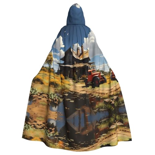 ASKhgg Umhang mit Kapuze für Unisex, Texas-Farm-Traktor-Druck, Halloween, Zauberer-Robe, für Party, Karneval, Weihnachten, Themenveranstaltungen von ASKhgg