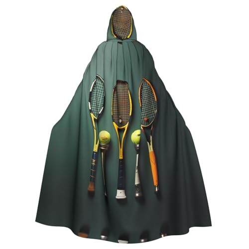 Kapuzenumhang für Unisex, Tennisbälle und Schläger bedruckt, Halloween, Zauberer-Robe, für Party, Karneval, Weihnachten, Themenveranstaltungen von ASKhgg
