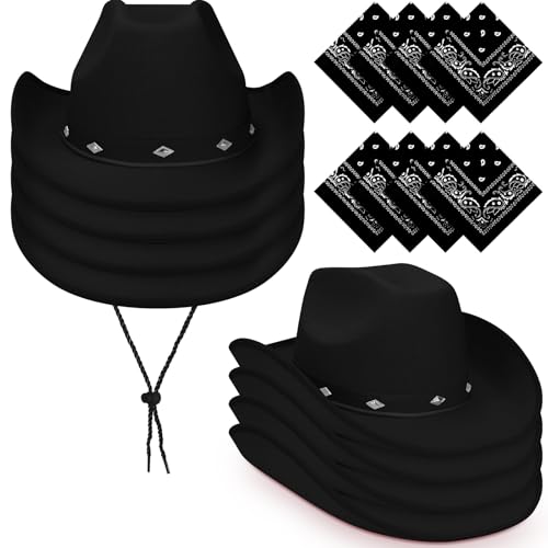 8 Pack Erwachsene Wichita Cowboyhut Bulk, Western Fancy Dress Cowgirl Hut für Männer und Frauen, Cowboy Kostüm Zubehör für Rodeo, Junggesellinnenabschied, Hochzeit, Festival, Halloween (4) von ASMIZ