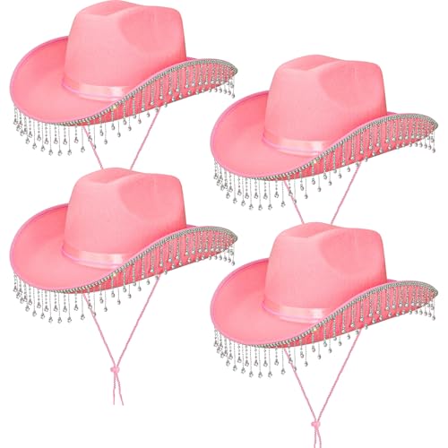 Cowboyhut für Damen, Cowboyhut für Erwachsene, Cowboyhut für Fasching, Cowboy-Party-Hüte für zukünftige Braut, Geschenk, Halloween-Kostüm, Junggesellinnenabschied, 4 Stück Cowboyhut für Damen, Cowboyhut für Erwachsene, Cowboyhut für Fasching, Cowboy-Party-Hüte für zukünftige Braut, Geschenk, Halloween-Kostüm, Junggesellinnenabschied, 4 Stück von ASMIZ