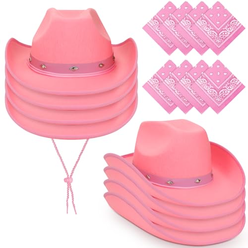 Wichita Cowboyhut für Erwachsene, Western-Kostüm, Cowgirl-Hut für Männer und Frauen, Cowboy-Kostüm-Zubehör für Rodeo, Junggesellinnenabschied, Hochzeit, Festival, Halloween, 8 Stück (3) von ASMIZ
