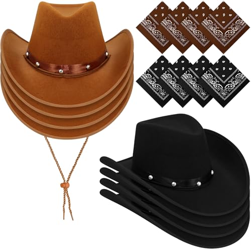 Wichita Cowboyhut für Erwachsene, Western-Kostüm, Cowgirl-Hut für Männer und Frauen, Cowboy-Kostüm-Zubehör für Rodeo, Junggesellinnenabschied, Hochzeit, Festival, Halloween (1) von ASMIZ