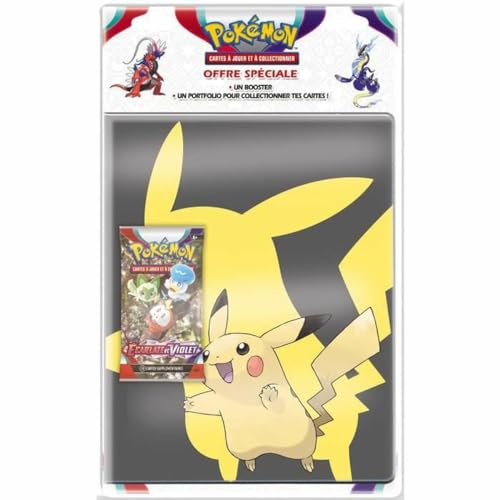 Pokemon - Portfolio + Booster Pack — Serie Scarlet and Purple (EV01) — Zufälliges Design — Sammelkarten — Sammelkartenzubehör — Ab 6 Jahren von ASMODEE FRANCE