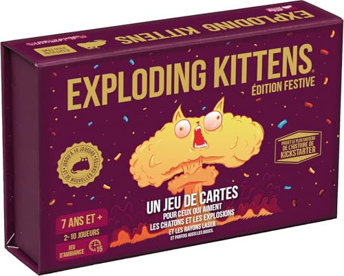 ASMODEE | Exploding Kittens – Festive Edition | Kartenspiel | lustig für Erwachsene und Kinder ab 7 Jahren | Gesellschaftsspiel mit Kätzchen & Explosionen | 15 Minuten | 2 bis 10 Spieler | auf von ASMODEE