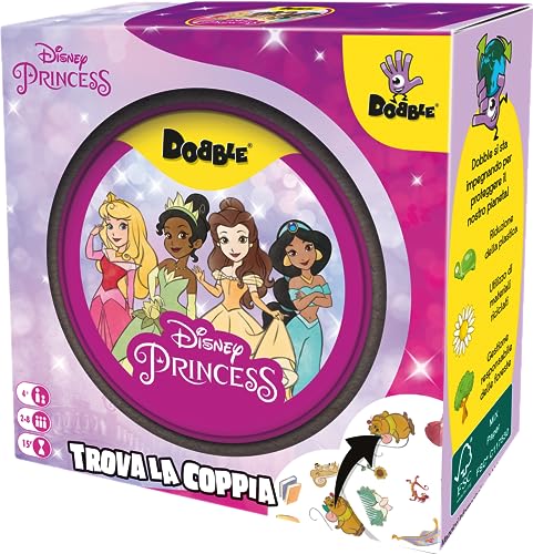 Asmodee - Dobble: Disney Princess - Lustiges Brettspiel für die ganze Familie mit Disney-Prinzessinnen, 2-8 Spieler, 4+ Jahre, italienische Ausgabe von Asmodee