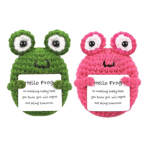 ASMPCUE 2er Set Positive Frosch Geschenke mit Positivkarte, Creative Knitting Wool Doll Positive Frog Stressabbau Fluffy Stuffies Lucky Charm Courage Gift, Get Well Gift, Cheer Up School Gift ASMPCUE 2er Set Positive Frosch Geschenke mit Positivkarte, Creative Knitting Wool Doll Positive Frog Stressabbau Fluffy Stuffies Lucky Charm Courage Gift, Get Well Gift, Cheer Up School Gift von ASMPCUE